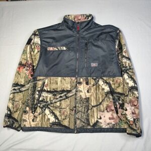 10X Mens Fleece Hunting Jacket Camo Full Zip Woodland Camouflage XL X37077 MM